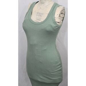 Lulus Womens S Ribbed Bodycon Tank Mini Dress Sage Green USA Made Stretchy